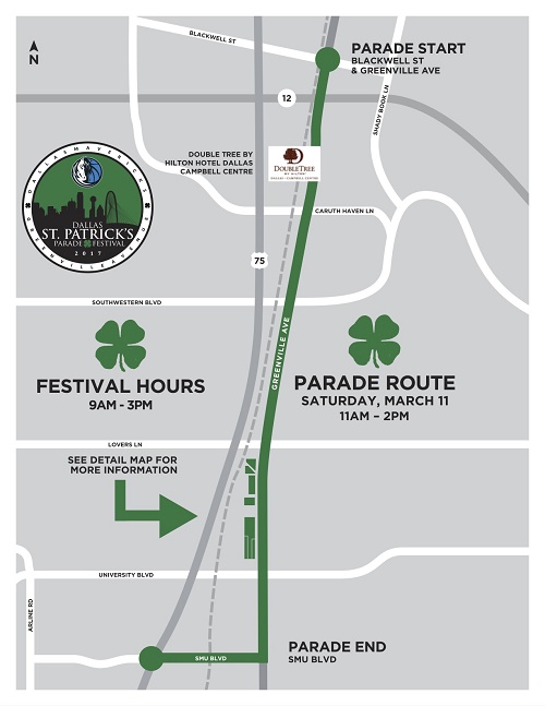 Dallas St. Patrick's Day Parade route