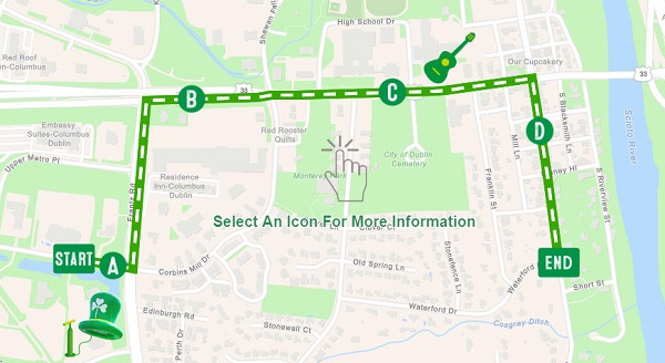 Dublin, Ohio Saint Patrick's Day Parade map